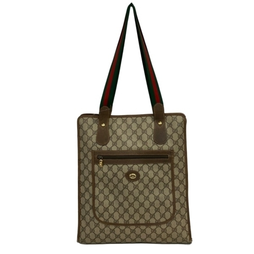 Gucci Shoulder Bag GG Plus Supreme Leather Beige Brown Multi